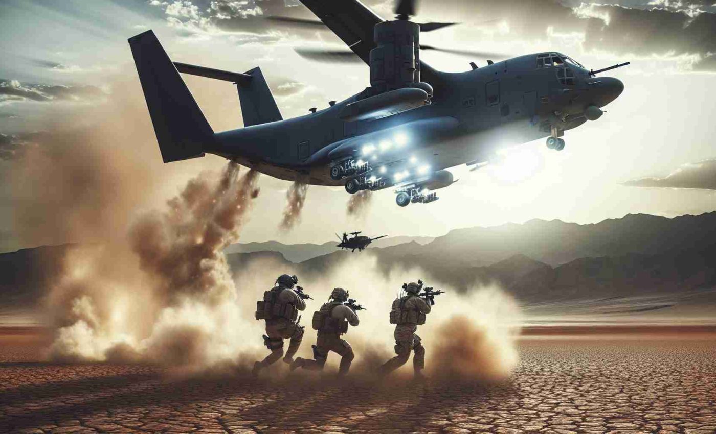 Realistic HD image of an anonymous military power carrying out an aerial strike on unspecified militant targets in a desert country, following hostile activities.