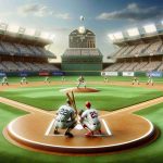 High-definition, realistic illustration of an exhilarating baseball match setting. The field is ready, with two prestigious, unidentified teams prepped and poised for a grand showdown. Their uniforms exude the history of the sport and one can almost feel the palpable anticipation of the 120th championship of a worldwide baseball tournament. The baseball stadium is brimming with energy, a clear sky overhead, and the floodlights poised for the evening game.