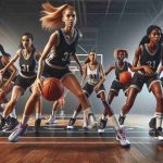 A high-definition, realistic scene showcasing the beginning of an exciting basketball season opener. On the court, a cadre of female basketball players making up a diverse team involving Caucasian, Hispanic, Black, Middle-Eastern, and South Asian players. They are energetically warming up, dribbling, executing layups and free throws, with palpable excitement and determination in their eyes for the upcoming season ahead.