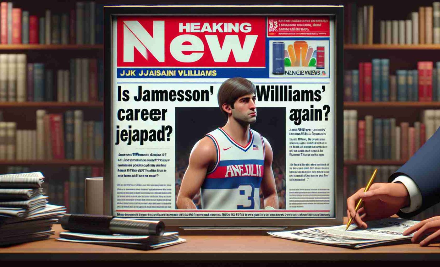 Realistic HD image of a news headline reading 'Is Jameson Williams' Career in Jeopardy Again?'