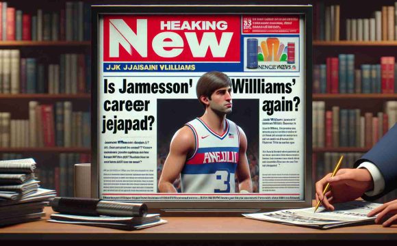 Realistic HD image of a news headline reading 'Is Jameson Williams' Career in Jeopardy Again?'