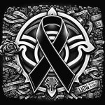 Generate a high definition image that reflects the solemn atmosphere of a sports community in mourning. Depict a symbolic representation, perhaps a team's logo or emblem draped with a black ribbon, and heartfelt messages of tribute and support scattered around.