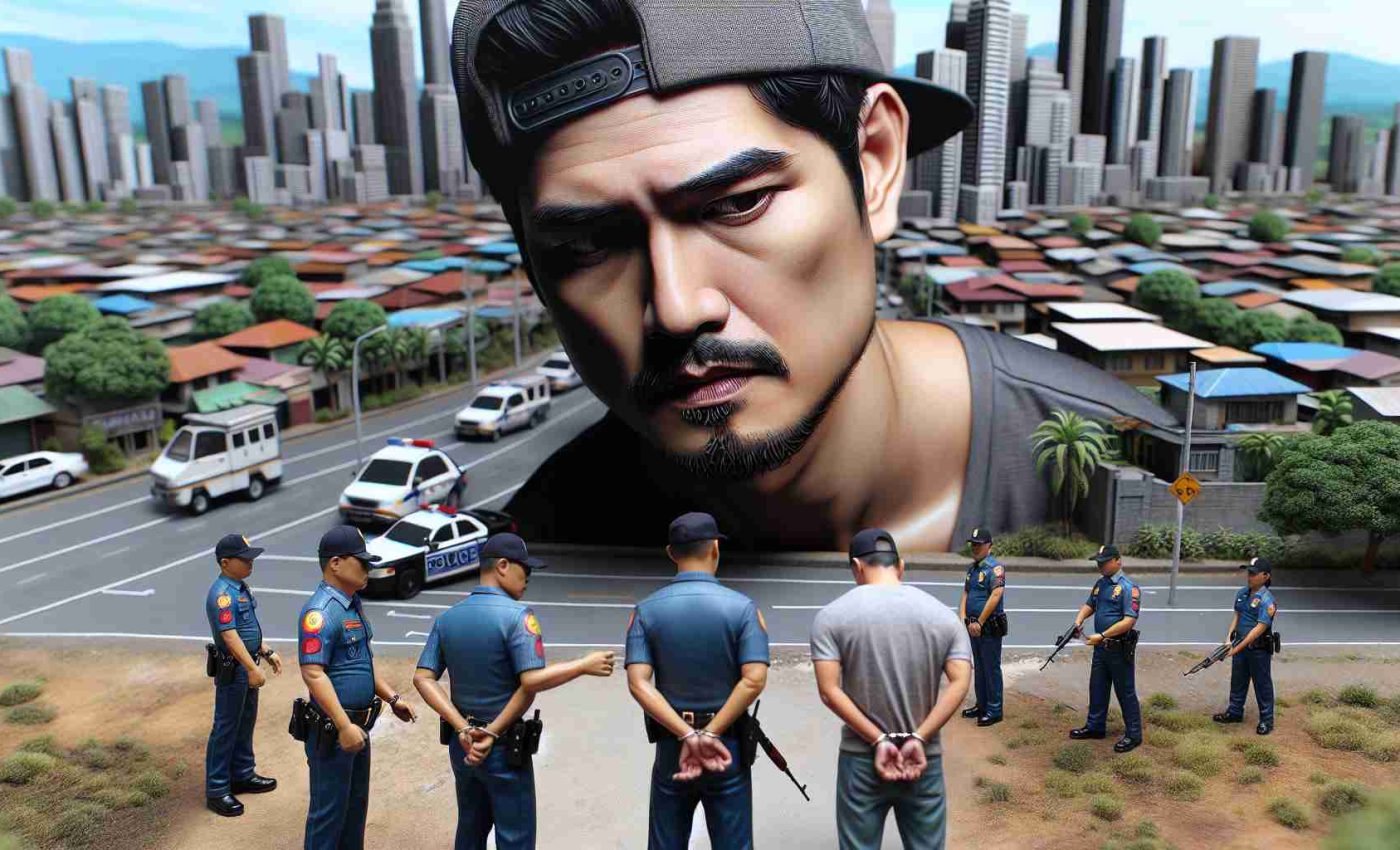 Realistic HD image of an unidentified former actor who has been arrested after an unfortunate incident leading to the accidental shooting of his friend in a city setting resembling Pasig City. The scene includes intricate details of the actor's expressions suggesting regret and remorse, police personnel conducting the arrest procedure, and a suggestive cityscape in the background.