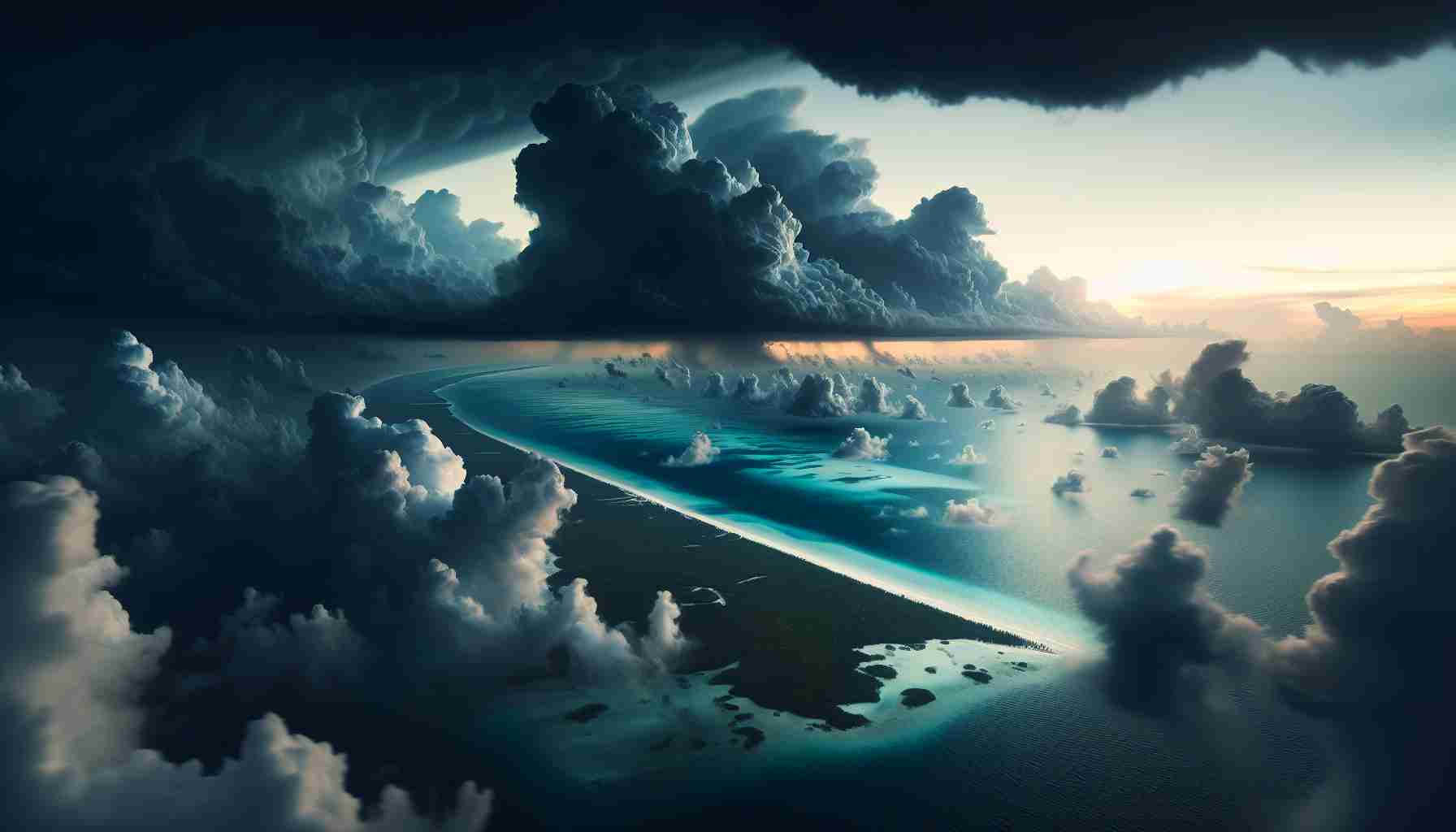 Create a high definition, realistic image representing the description: 'Storm Anxiety Rises: Potential Tropical Developments Loom Over Florida'. The scene should portray an ominous horizon over Florida, with dark storm clouds gathering and possibly the first signs of rainfall. The atmosphere should convey a sense of impending tropical storm or possible hurricane, intensifying the anxiety and suspense.