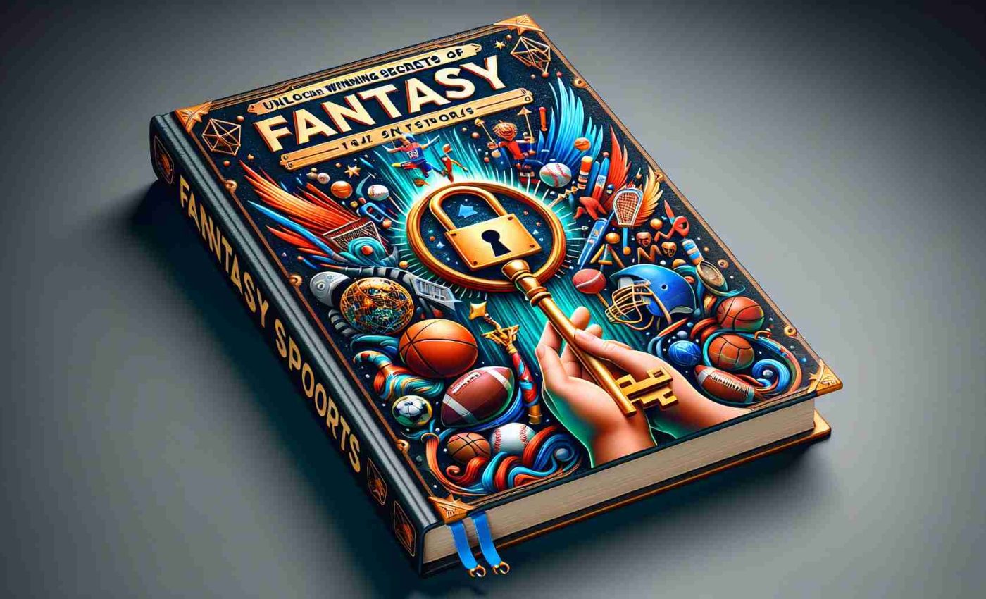 A high-definition realistic image of a detailed and eye-catching essential guide book titled 'Unlock the Winning Secrets of Fantasy Sports'. The cover of the guide is adorned with imaginative graphics relating to various fantasy sports. Imagery can include a lock being opened with a golden key symbolizing key insights. Also, representations of different sports such as a football, basketball, and baseball could be subtly implemented into the design, implying the inclusiveness of the guide towards diverse sports. Vibrant colours are used to evoke excitement and intrigue, luring the readers towards its secret winning strategies.