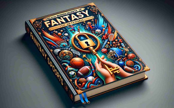 A high-definition realistic image of a detailed and eye-catching essential guide book titled 'Unlock the Winning Secrets of Fantasy Sports'. The cover of the guide is adorned with imaginative graphics relating to various fantasy sports. Imagery can include a lock being opened with a golden key symbolizing key insights. Also, representations of different sports such as a football, basketball, and baseball could be subtly implemented into the design, implying the inclusiveness of the guide towards diverse sports. Vibrant colours are used to evoke excitement and intrigue, luring the readers towards its secret winning strategies.