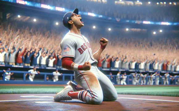 Generate a realistic high-definition image depicting a remarkable sports comeback. The scene includes Nestor Cortes, a baseball player. He celebrates his triumphant return during a World Series game. The exhilarating energy of the match is in the air, with the crowd cheering in the backdrop, the tension palpable and the victory sweet.