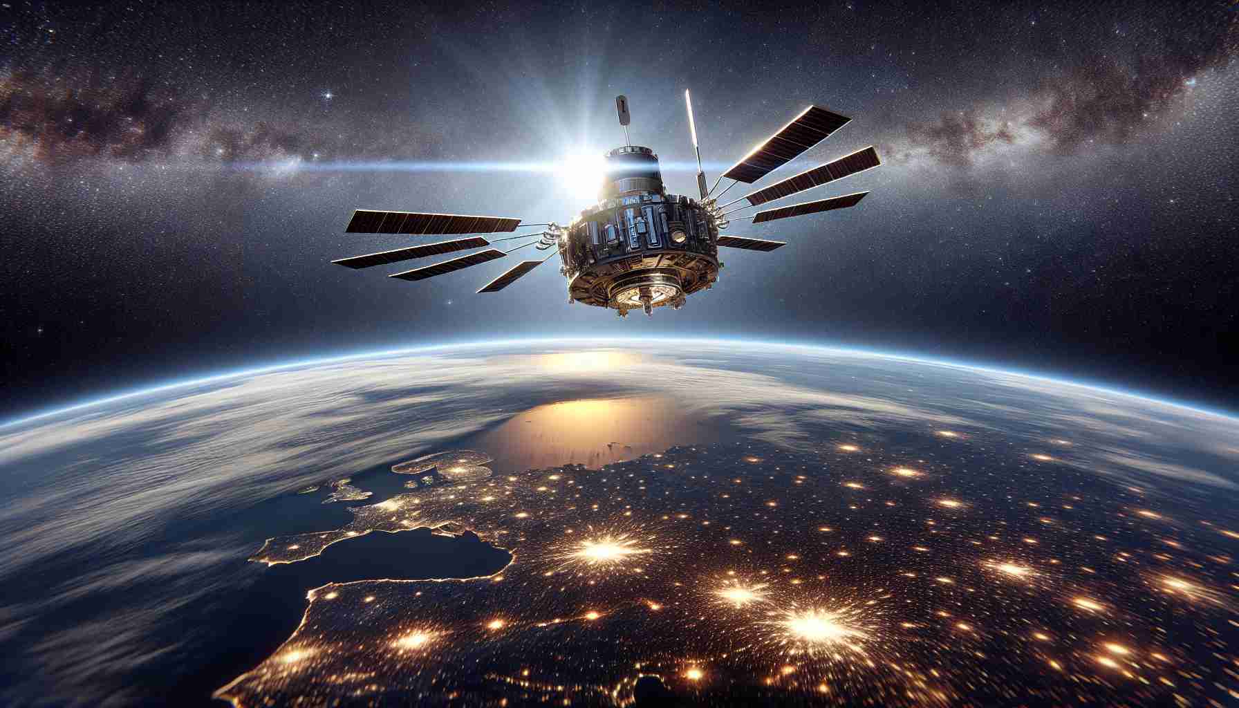 High-definition, realistic image depicting a conceptual revolutionary event in outer space! Envision an advanced spacecraft named 'GSAT-N2' illustrating the next leap forward in space technology. The setting should be amidst the infinite backdrop of the cosmos, making one imagine the immense opportunities and advancements that lie ahead in space exploration.