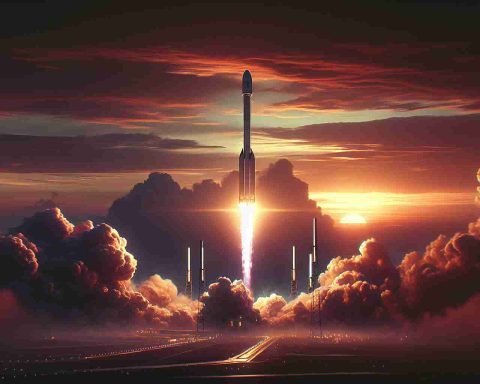 Generate a highly detailed and realistic photo of a record-breaking scene showing the 400th Falcon 9 rocket launch by a private space exploration company. The Falcon 9 rocket should ascend majestically into the sky, leaving a trail of smoke. The sky should be a mix of fiery sunset hues to signify the daring nature of space exploration. The image should also have a banner flapping in the wind, reading: '400 Rocket Launches: What's Next?'. The atmosphere should be poised with excitement and anticipation for future space exploration missions.