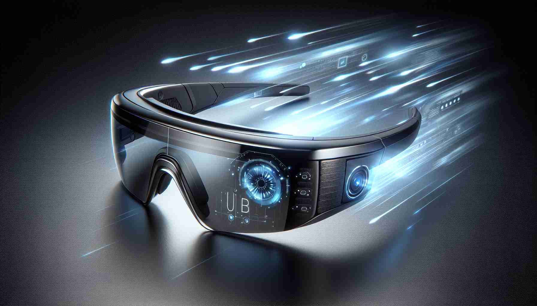 A high-definition, realistic image visualizing the concept of future with the debut of smart glasses. Picture a cutting-edge pair of smart glasses with sleek design and advanced technology features, depicting a dramatic leap into the future. These glasses should embody the innovation associated with top tier electronics companies. Note: no brand logos or names should be visible on the image.