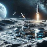 Detailed and high-quality image of a conceptual futuristic space collaboration for an ambitious moon mission. The image can feature a rocket from a prominent private space exploration company, taking off into a sky scattered with stars. In the distance, a lunar outpost, innovative and modern, stands resilient against the cold, barren lunar landscape. The outpost is equipped with systems designed for remote moon habitation. Additionally, it has research facilities, thriving in the harsh environment of the moon. The image should embody progress and the ever-growing ambition of mankind to explore the cosmos.