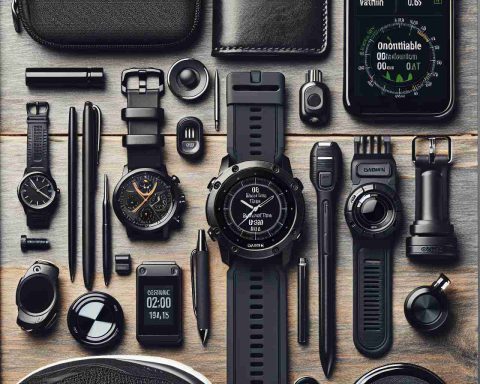 Create a detailed and high-resolution image showcasing unbeatable Black Friday deals on unidentified precision timing devices, specifically ones that have a similar aesthetic, utility and technical finesse to Garmin watches.