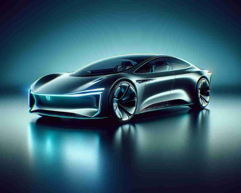 Create a realistic, high-definition image of a futuristic luxury electric vehicle. The car is the latest innovative design from a leading vehicle manufacturer, characterized by sleek lines, a sporty silhouette, and cutting-edge technology. It is positioned as an icon of green transportation and ultimate luxury.