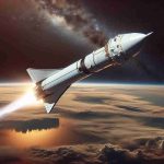 Generate a highly detailed, realistic image depicting the latest Falcon flight from a private space exploration company, soaring in the skies. The flight has a mixed outcome, so showcase both successful and challenging aspects of space travel, such as a smooth rocket launch, and a troubled re-entry or landing.