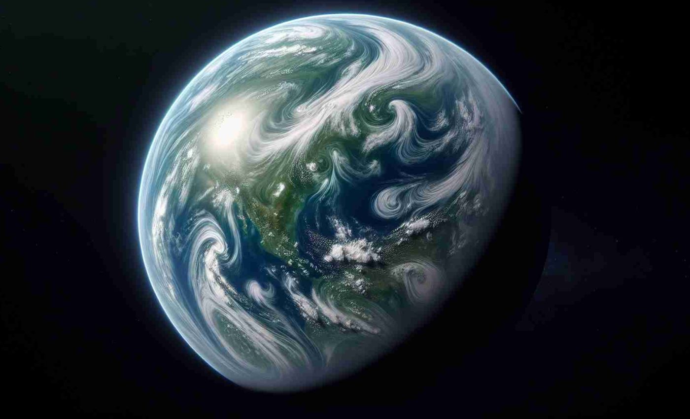 Generate a high-resolution, realistic image that showcases an Earth-like planet potentially hidden in the shadows of our solar system. This planet should display distinctive features associated with Earth, such as blue oceans, green landmasses, and swirling white clouds.