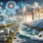 A realistic, high-definition image representing the future of energy, showcasing several groundbreaking innovations that will impact the world. This includes intricate details of clean, renewable energy sources such as solar panels shimmering under the glow of the sun, towering wind turbines against a sky filled with fluffy white clouds, and waves crashing onto the shore near a tidal energy plant. Also, depict smart grids infused with AI technology, representing efficiency and sustainability in energy management. Zoom in on electric vehicles plugged into charging stations, and fusion reactors representing the promise of infinite, clean energy.