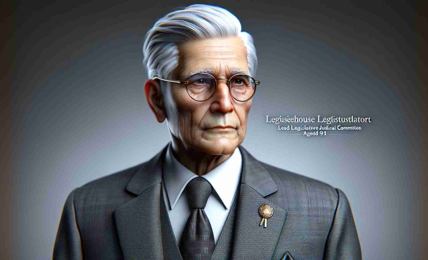 Realistic HD image of a non-specific elderly powerhouse legislator, aged 91, who is set to lead a prominent legislative judicial committee once more. The figure should have an air of leadership and experience, dressed in professional attire suited for a high-ranking politician, with an expression showcasing determination and resilience.