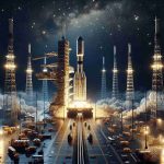 Realistic full HD image depicting the setting for the launch of a space organization's highly anticipated sun observation mission, set to take place in December. The scene incorporates an expansive view of the launchpad, surrounded by equipments, structures, and staff. A mammoth rocket, designed for solar observation, towers into the frame against a background of sparkling stars and the dark night sky. The scene also includes a countdown timer, reflecting anticipation towards the imminent launch. Ensure to include realistic textures and lighting to capture the essence of the moment.