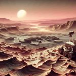 A detailed depiction in high definition of Mars being scientifically studied for evidences of an ancient ocean. In the foreground, a layered Martian landscape which may have been eroded by water, and a rover meticulously exploring the area. In the background, the Martian sky tinted a pinkish hue due to high iron content in the planet's dust.