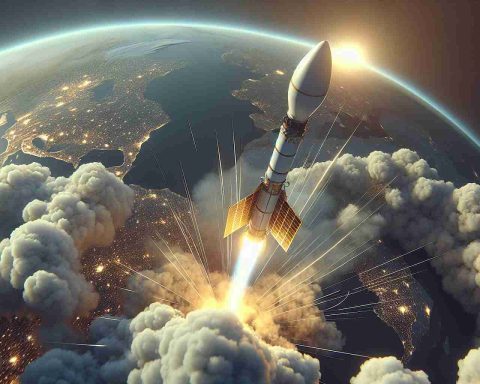 Realistic, high-definition depiction of a successful latest satellite launch by a private aerospace company. The design of the satellite should indicate it's part of a network project aimed at creating a global broadband internet system. Show the rocket, clearly distinct from its surroundings, as it ascends through the atmosphere. The scene should capture the excitement and innovation of such technology advances.