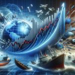 A high-definition, realistic image capturing the concept of diverging market conditions. The foreground showcases a graph dramatically rising, symbolizing the soaring of tech stocks, designed in blues and silvers to evoke a digital, technological vibe. In contrast, the background features different types of stocks, depicted in reds and browns, sinking and struggling, perhaps symbolized through various sinking vessels or falling objects to visualize the concept of 'meltdown'. A stock market ticker tape scrolls along the bottom of the image, indicating various stock market indices, while news headlines and commentaries border the edge, articulating the current market scenario.