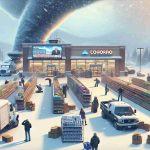 Create a realistic, high-definition image that portrays the scenario of a snowstorm alert in Colorado. The scene shall emphasize the preparations and reactions of the public as they brace for meteorological chaos. Perhaps show flurries beginning to descend on empty grocery store shelves, or citizens stocking up on necessary supplies. Broadcast news reporting on the upcoming storm could be depicted on televisions in the background. Plows and salt trucks might also be visible, gearing up for the heavy snowfall. Overall, the essence of anticipation and preparation for a major weather event should be clearly captured.