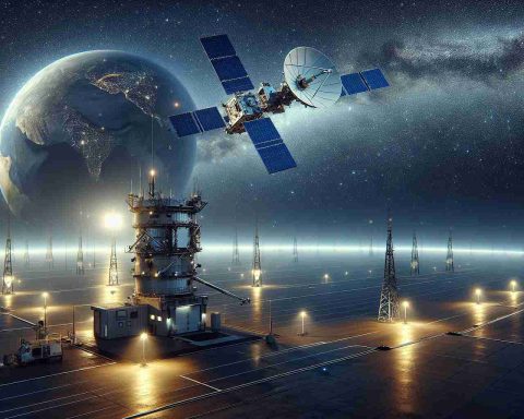 A high-definition, realistic image showcasing a revolutionary test of satellite messaging serving as a stepping stone for worldwide connectivity. The depiction includes a ground station with its advanced radar systems and antennas pointed skyward, receiving cryptic messages from an advanced satellite that orbits against the backdrop of vast, starlit space. The satellite in the scene should look sleek and modern, shimmering in the sunlight that barely reaches it. Away in the distance, Earth is visible with all its majesty, symbolizing the global connectivity that is aimed to be achieved.