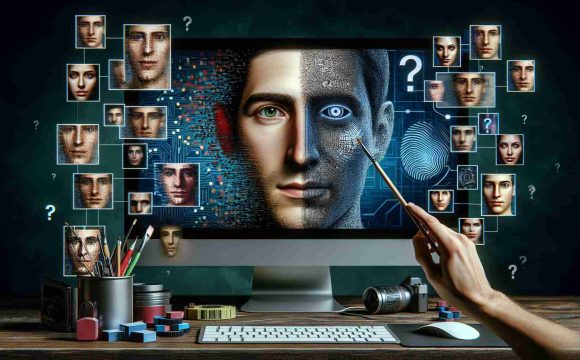 A realistic, high-definition image representing the concept of 'The Rising Threat of Deepfakes'. The image could include a computer screen displaying a blending of two faces, symbolizing the transition of one person's identity into another. Surrounding the computer, there should be a variety of digital tools related to image and video editing and machine learning algorithms, representing the tools used to create deepfakes. In the background, a question mark suggesting uncertainty or lack of preparedness. Please emphasize a mood of tension or concern.