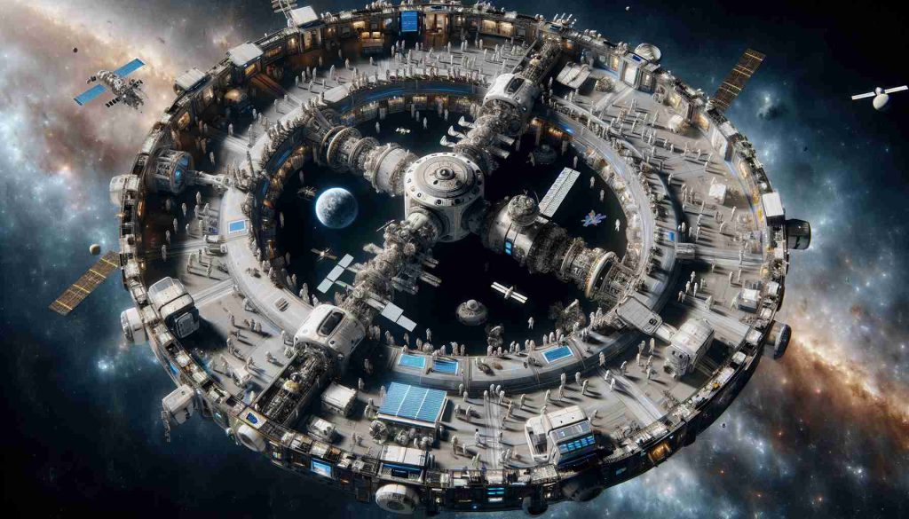 An intricately detailed, high definition image of a futuristic space station located in the vast expanse of the universe. The space station is filled with advanced technology, designed to sustain extended periods of human habitation. It includes areas for agriculture, exercise, rest, and scientific research. Astronauts of varying genders and descents, White, Hispanic, Black, Middle-Eastern, South Asian, are seen diligently working and conducting various tasks. A sense of permanence emanates from the station, as if the astronauts are here to stay, not merely for a mission, but as a new home for humanity in the cosmos.