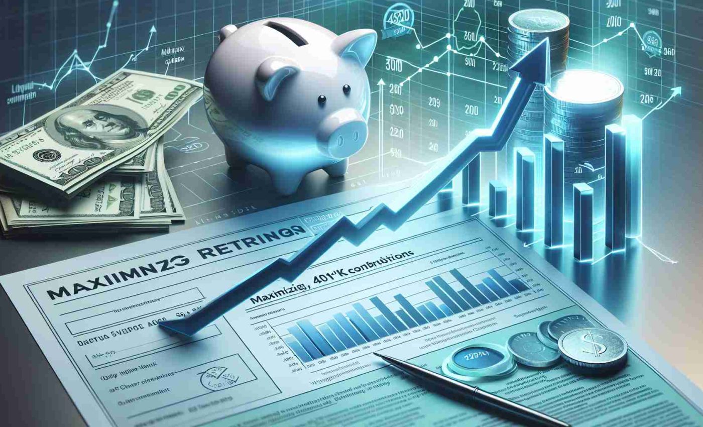 An ultra high-definition, realistic image representing the concept of maximizing retirement savings. This should pertain to envisaged changes to 401(k) contributions in the year 2025. The image may include elements such as graphs showcasing an upward trajectory, a 401(k) document with '2025' highlighted, and symbolic representations of key changes. Also, include a depiction of a secure piggy bank to symbolize savings.