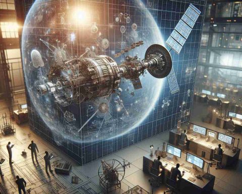 A highly-detailed, realistic depiction of innovative advancements in space technology. The image could represent the concept of 'New Standards', perhaps showing satellite designs or intricate spacecraft blueprints, or a mock-up of a cutting-edge space station. Please also include some scenes showing engineers or scientists of different descents and genders actively working and contributing in these advancements, they could be seen analyzing data, using advanced computer interfaces, or working with sophisticated machinery. This technology should look modern, state-of-the-art, and is setting a new standard in the industry.