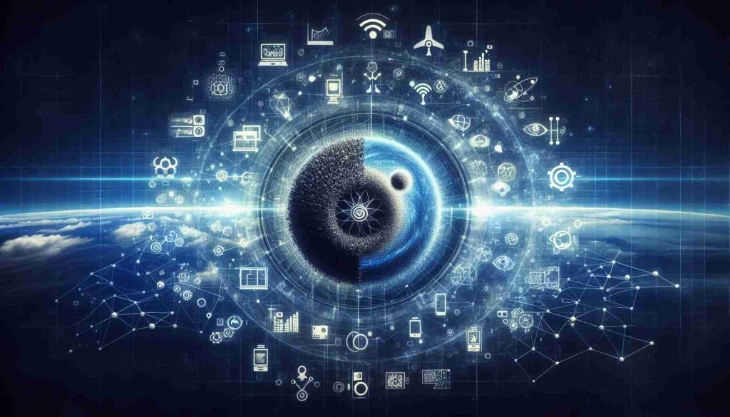 Generate a high-definition, realistic representation of the concept of revolutionizing Internet of Things (IoT). Show the symbolic fusion between two abstract entities - represented by Sateliot and Eseye - leading a transformative phase in connectivity. This could be symbolized by images of advanced technology, interconnected networks, and innovative design elements.