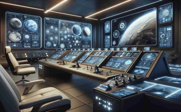 Realistic and high-definition image of a revolutionary AI-driven mission control setup in a promising space exploration company. The scene shows a futuristic control room with advanced screens and tools indicating a significant shift in space travel technology.