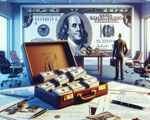 A high-definition, realistic image of a conceptual scene representing a bold decision by an executive at a major animation company, signified by the symbolic cashing out of $42.7 million in company stock. The image could showcase a luxurious office scene with items like stocks certificates and a briefcase full of money to suggest the scale of the transaction.