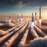 A high-definition, realistic picture portraying a fascinating scene in the sky - multiple rockets from various private space companies racing upwards amidst the clouds. The rockets are sleek and contemporary, leaving trails of smoke as they ascend. The sky is a stunning mix of orange and pink hues, suggesting either a sunrise or sunset. The ground below offers a contrast with its tranquil, earthly tones.