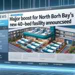 Realistic high-definition image of a headline or news story banner that reads 'Major Boost for North Bay's Healthcare System: New 40-Bed Facility Announced'. Include the image of an illustrative modern healthcare facility with 40 beds, well equipped with medical amenities. Evoke a sense of improvement and progress in healthcare infrastructure.