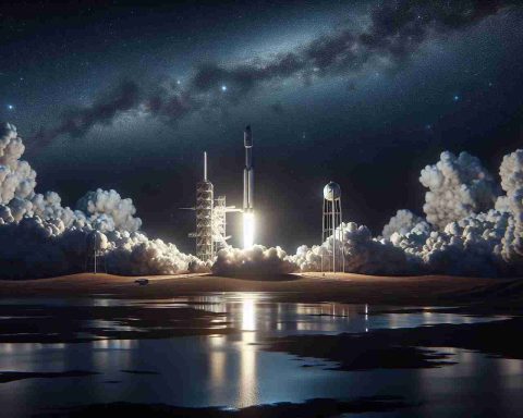 A realistic, high-definition image showing a scenario where the night sky is set to be illuminated by the launch of a Falcon 9, a prominent rocket model designed and manufactured by a well-known private space exploration company.