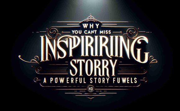 Generate a realistic HD image from a generic text that reads: 'Why You Can't Miss 'Inspiring Story' on a popular streaming platform: A Powerful Story Unfolds'. The text should be placed against a backdrop that invokes the theme of an inspirational and powerful story, perhaps a dark background with some dramatic lighting effects.