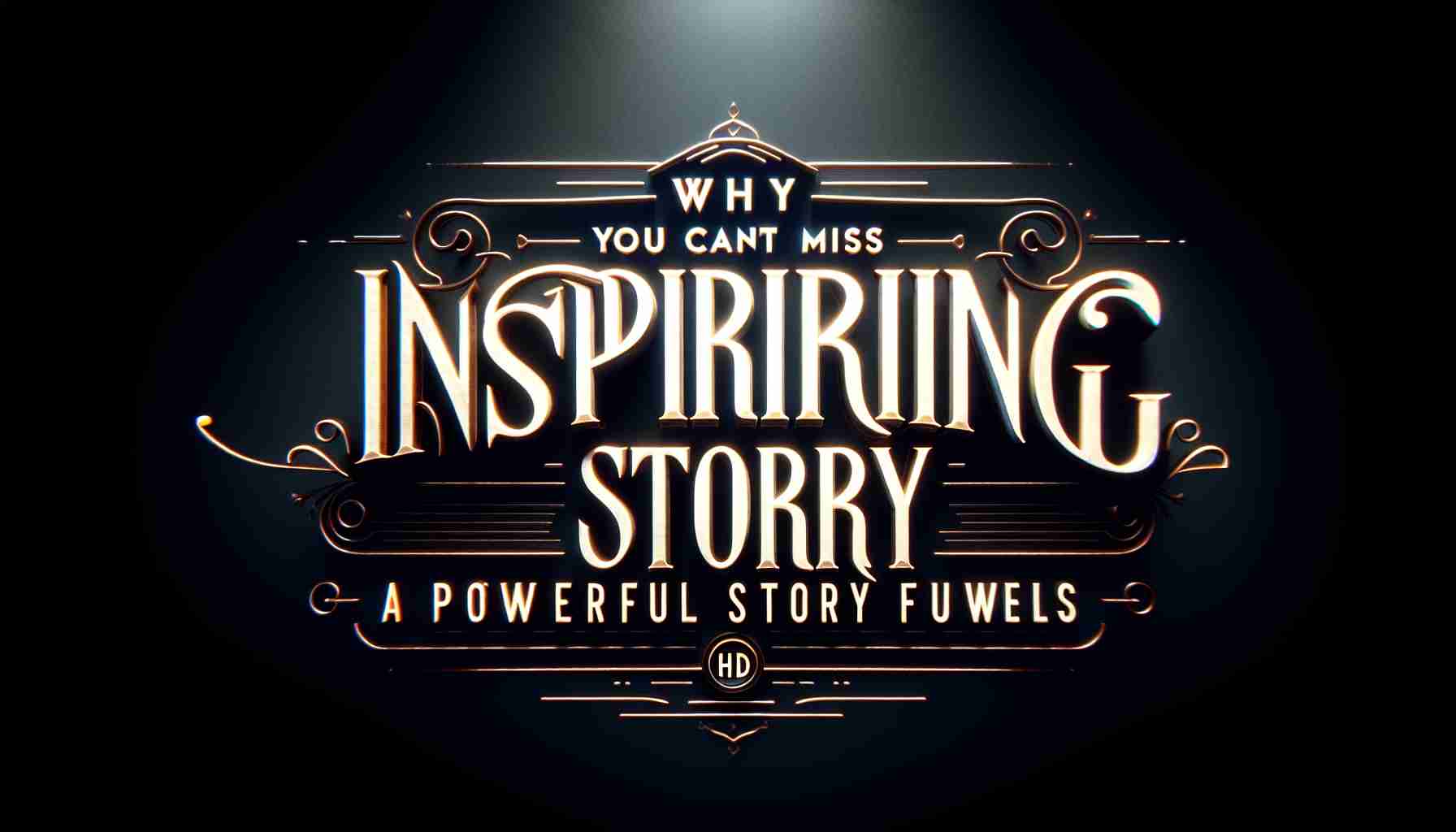 Generate a realistic HD image from a generic text that reads: 'Why You Can't Miss 'Inspiring Story' on a popular streaming platform: A Powerful Story Unfolds'. The text should be placed against a backdrop that invokes the theme of an inspirational and powerful story, perhaps a dark background with some dramatic lighting effects.