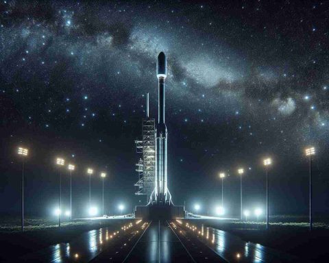 Render a high-definition realistic image of a thrilling scene: a night sky with stars filling the canopy of heaven. Visible on the skyline is a modern launch pad, primed for a mission. Carved against the twinkling cosmos, a towering SpaceX rocket stands, ready to dispatch a fresh batch of Starlink satellites into orbit. The brilliance of the floodlights illuminating the spacecraft creates contrasting shadows that add to the dramatic atmosphere of the impending launch.