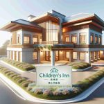 High-definition image of a large, welcoming building with a signboard that reads 'Children's Inn', signifying an expansion to accommodate and offer support to more needy families. The place should emit a sense of warmth and serenity, with ample amenities and facilities for children and families to feel at home and secure.