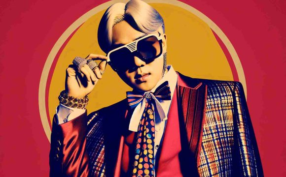 Generate an image presenting a triumphant return of a skilled South Korean rapper with his new single titled 'POWER'. This individual is lavishly dressed, known for his bold and fashion-forward style. Please include the title 'POWER' in a catchy font.