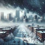 Realistic high-definition image of the city of Denver being hit by a heavy snowstorm, signifying the return of the winter season. The snow is falling gently on the city's landmarks, streets are covered in a fresh layer of white and people are seen hurriedly navigating the weather. Imminent, darker clouds at the edge of the frame suggest a promise of more snow to come.