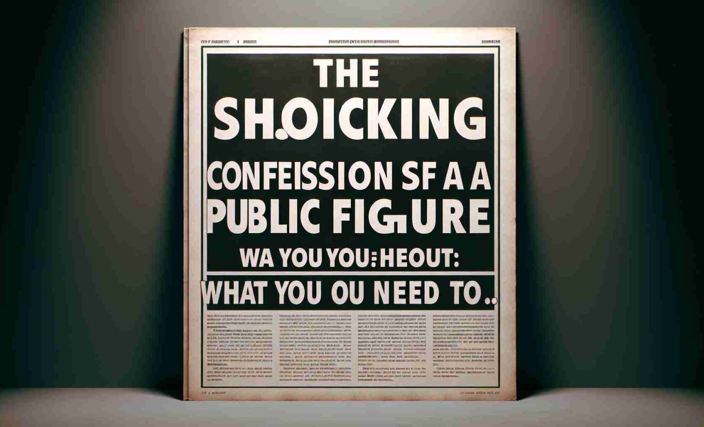 A realistic, high-definition photograph-style image of a headline reading 'The Shocking Confessions of a Public Figure: What You Need to Know'. The text is bold and grabs the viewer's attention. It's set against a serious background to evoke a sense of gravity and importance.