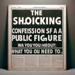 A realistic, high-definition photograph-style image of a headline reading 'The Shocking Confessions of a Public Figure: What You Need to Know'. The text is bold and grabs the viewer's attention. It's set against a serious background to evoke a sense of gravity and importance.