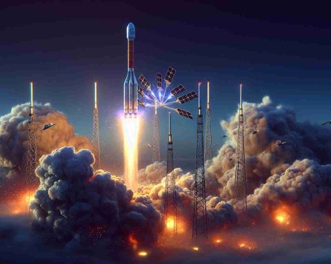 A hyperrealistic image in high-definition which portrays the launching of a space company's rocket. The rocket is soaring into the sky with a flurry of smoke and fire spurting out from its engines. It carries 23 new internet satellites that aim to augment global internet coverage. The satellite cluster is slightly visible, peeping from the rocket. The backdrop is set against a deep indigo sky, hinting the break of dawn. There's an aura of excitement and accomplishment permeating the scene, symbolizing humanity's continuous strive towards technological advancement.