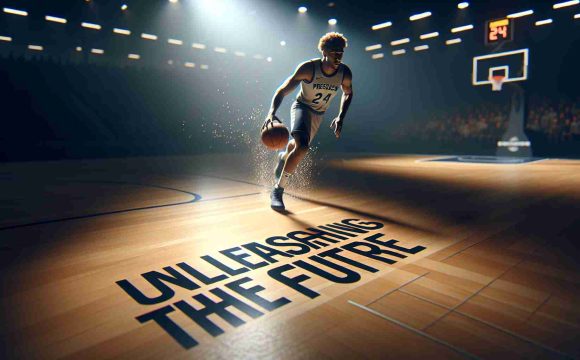 A realistic high definition image capturing a poignant moment in a preseason basketball game. The focus is on a player, shining due to their exceptional performance, as they navigate the court with skill and finesse, fully absorbed in the action. The phrase 'Unleashing the Future' is emblazoned on the court as if to signify the rise of this new talent in the world of basketball.