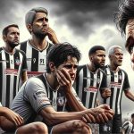 A high definition, realistic illustration of a tense situation within a top-tier football team. The team, Corinthians, expresses anxiety and determination as they contend with key injuries ahead of a crucial match. The picture focuses on the worried faces of the athletes, their coaches and supporting staff, detailing their emotions and the high stakes of their upcoming game.