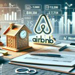 A high-definition, realistic image that encapsulates the theme of investment in Airbnb. The image can include a visualization of the Airbnb logo, financial charts indicating growth or decline, a whiteboard or notebook with a list highlighting crucial points to consider while investing, and a question mark symbolizing the decision-making process. Additionally, a clock or an hourglass can be added to the scene to signify the phrase 'Is Now the Time'.