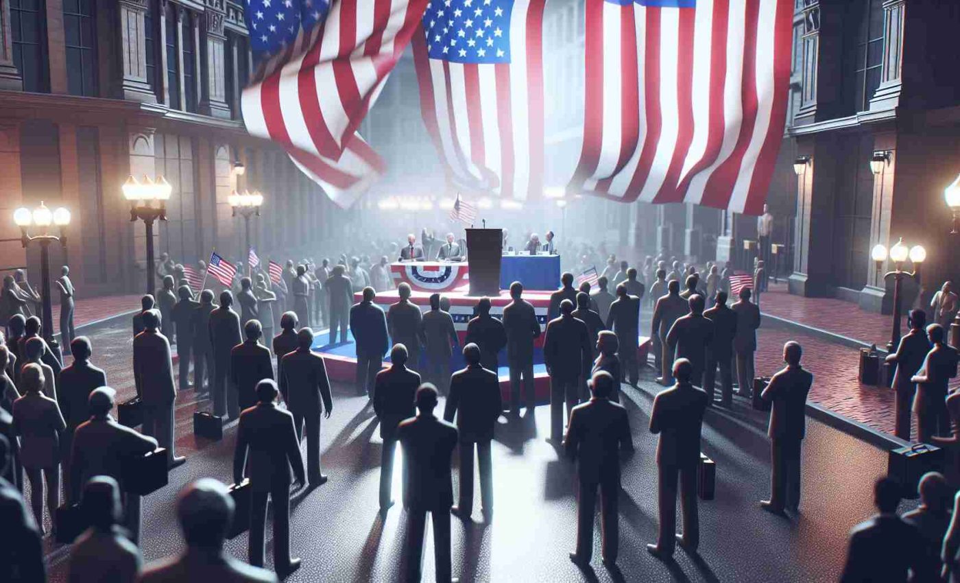 A high quality, realistic image depicting a scene of election mismanagement. This scene is taking place in a location that resembles Boston to a great extent. The atmosphere is tense and there are visible elements of shock and disbelief amongst the crowd present.